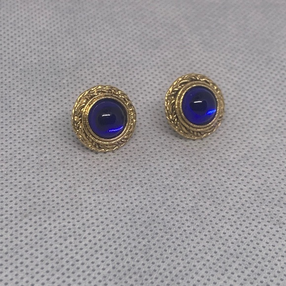 Sapphire Style Golden Stud Earrings - Picture 1 of 3